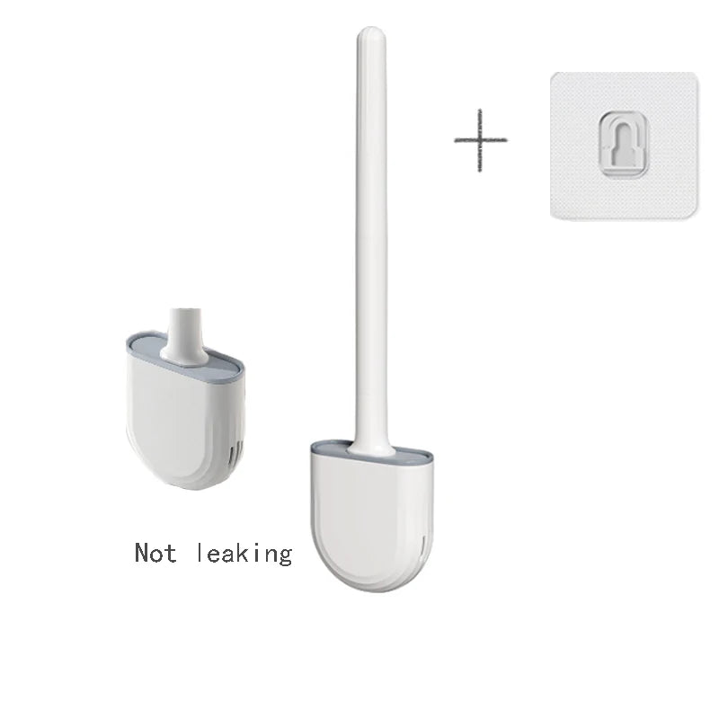 Brosse de toilette murale avec support, brosse de toilette en silicone à long manche, poils souples, accessoires pour livres et WC