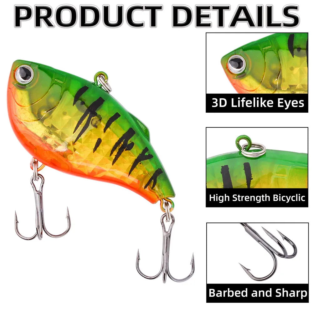 Aorace 1 PC VIB leurres de pêche 15g 6 cm appât dur artificiel coulant manivelle Wobber matériel de pêche avec hameçons triples
