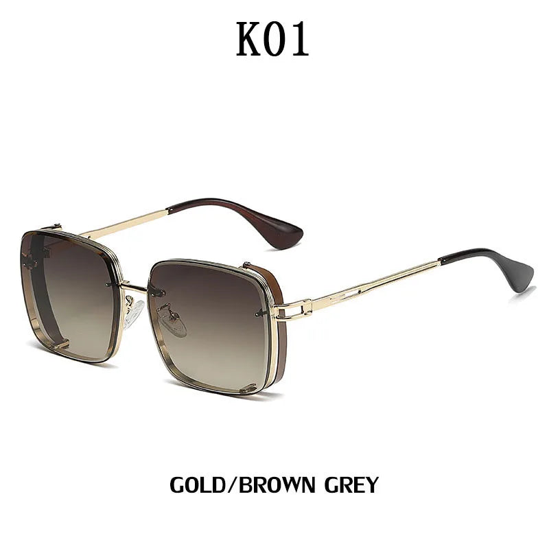 Lunettes de soleil carrées punk pour hommes, nuances rétro, luxe, mode vintage, steampunk, 2023