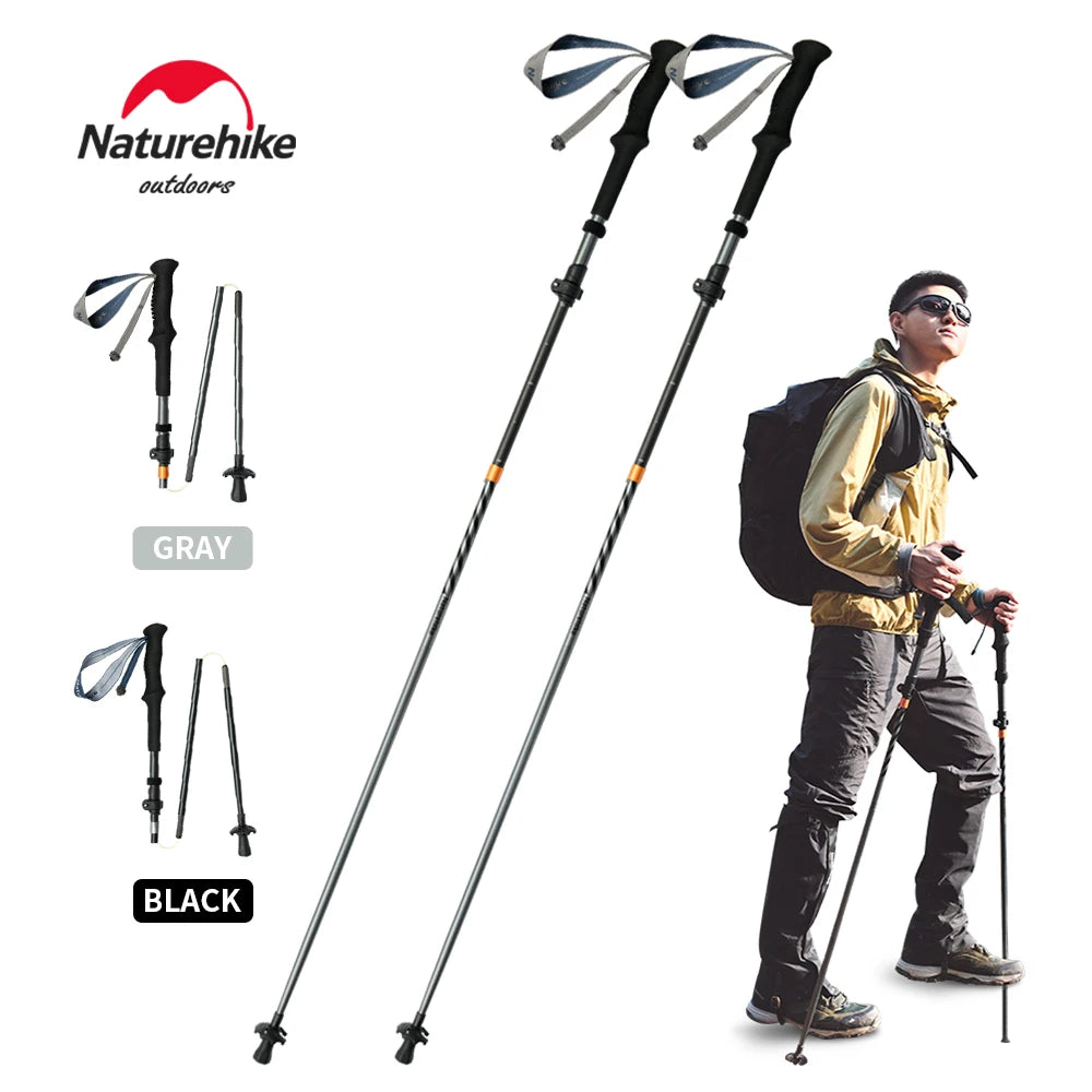 Naturehike bâtons de Trekking en Fiber de carbone 5 Sections bâtons d'escalade pliants portables randonnée en plein air bâtons de marche pliables