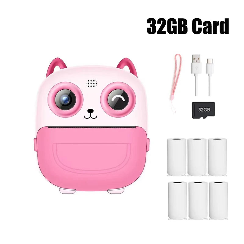 Nueva cámara para niños abeja, cámara instantánea 1080P HD con doble lente para selfies, cámara digital de impresión para niñas, niños, regalos de cumpleaños de Navidad, juguetes