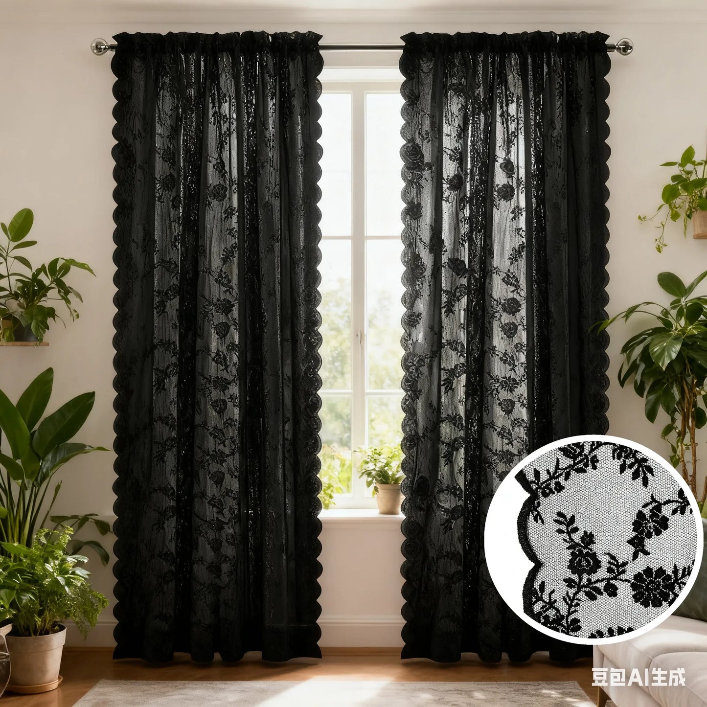 Rideaux transparents en dentelle brodée de fleurs blanches, en Voile de fenêtre de poche pour salon, chambre à coucher, décor de scène de mariage