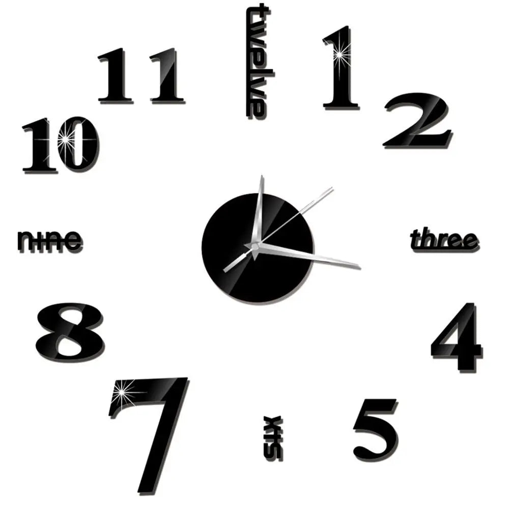 Creative Frameless Wall Clock, Silent Wall Sticker for Home, Acrylic Mirror Sticker, Wall Decor for Living Room and Office, DIY