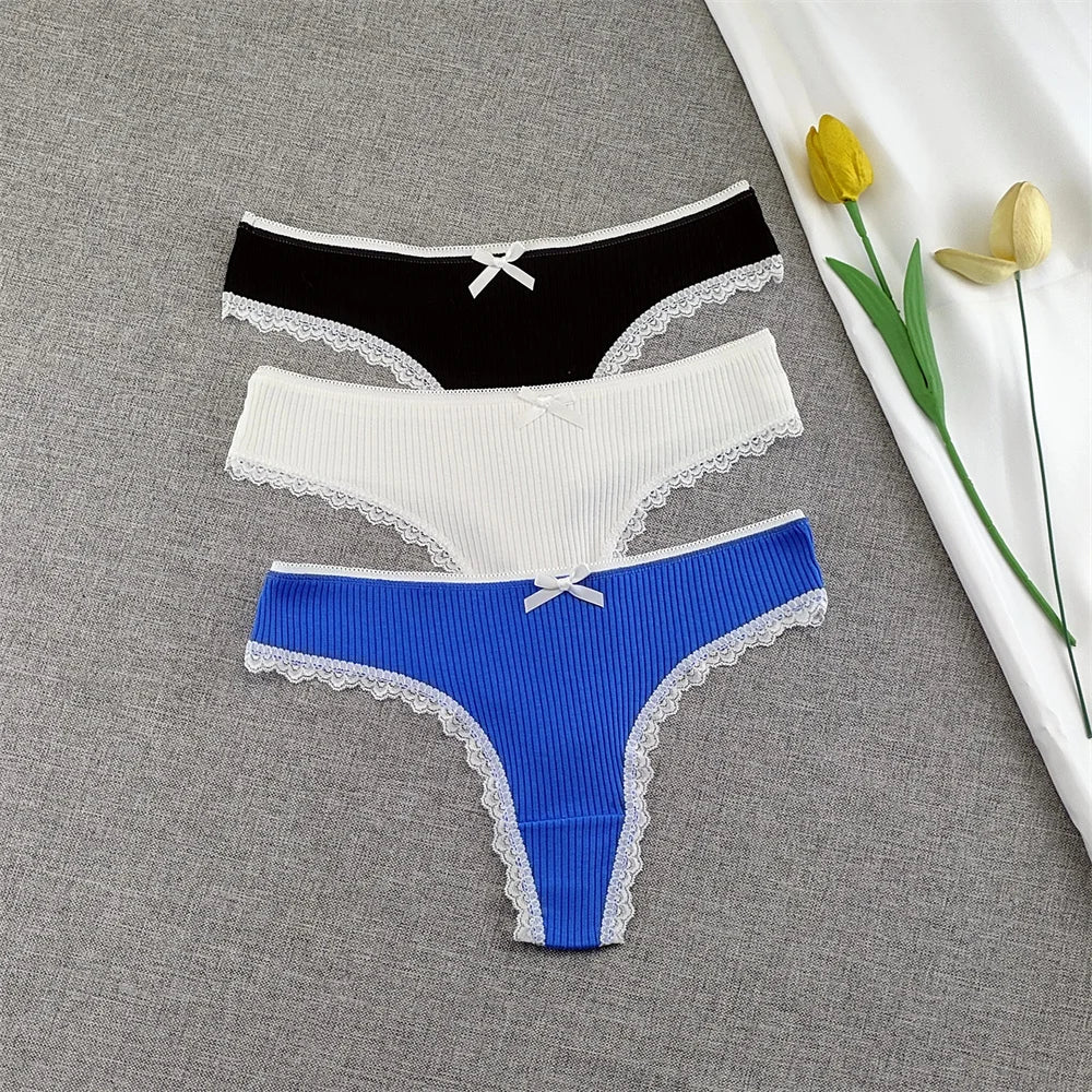 Culottes Dentelle Garniture Femme — Lot de 3 Pièces Lingerie