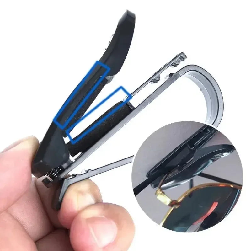 2 Pcs Universal Car Sun Visor Glasses Case, Sunglasses Holder Clip, Card Holder, Pen Fastener, Eyeglasses Box