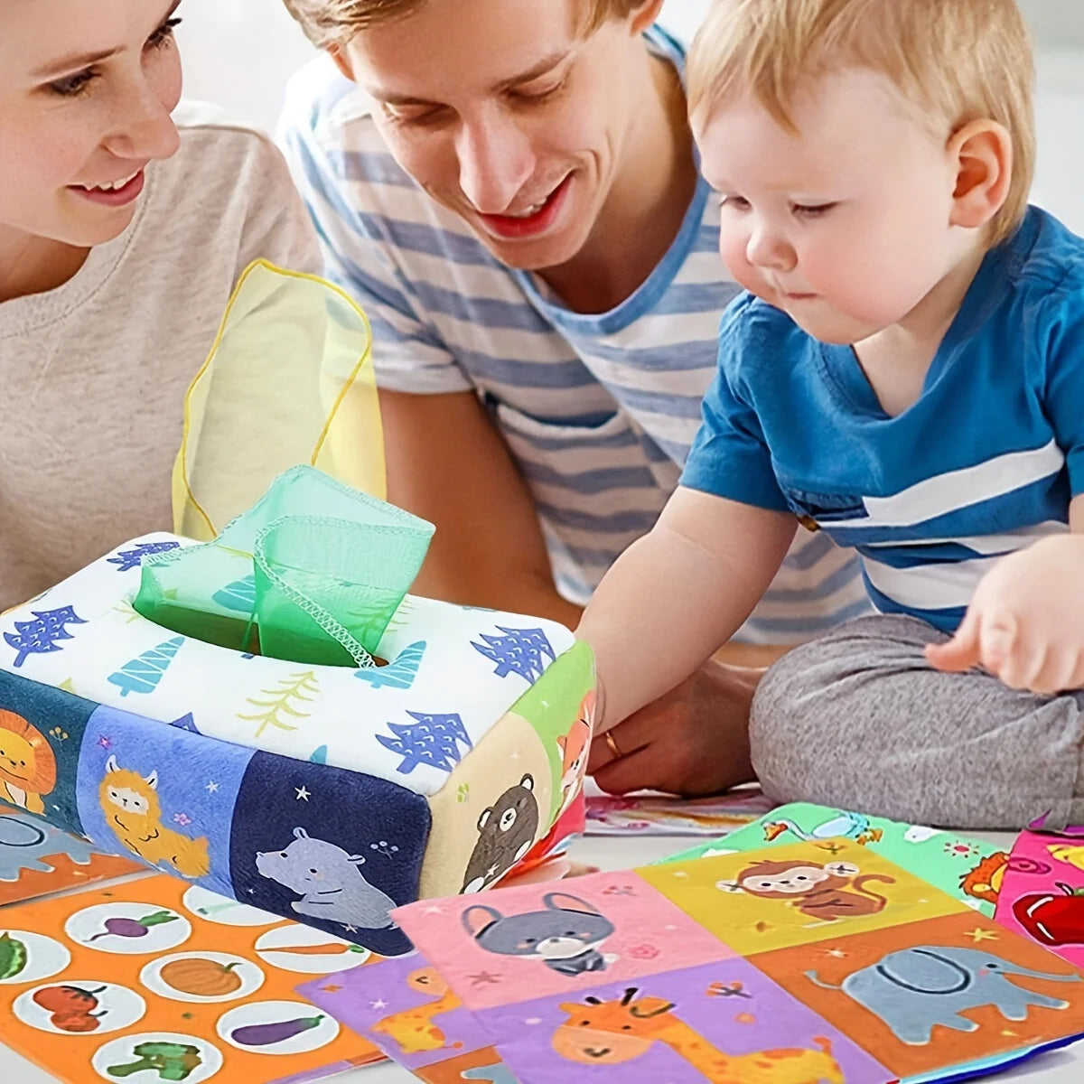 Jouet Montessori pour bébé, boîte à mouchoirs magique, activité d'apprentissage, jouet mentaires oriel pour enfants, exercice des doigts, jeu de société occupé