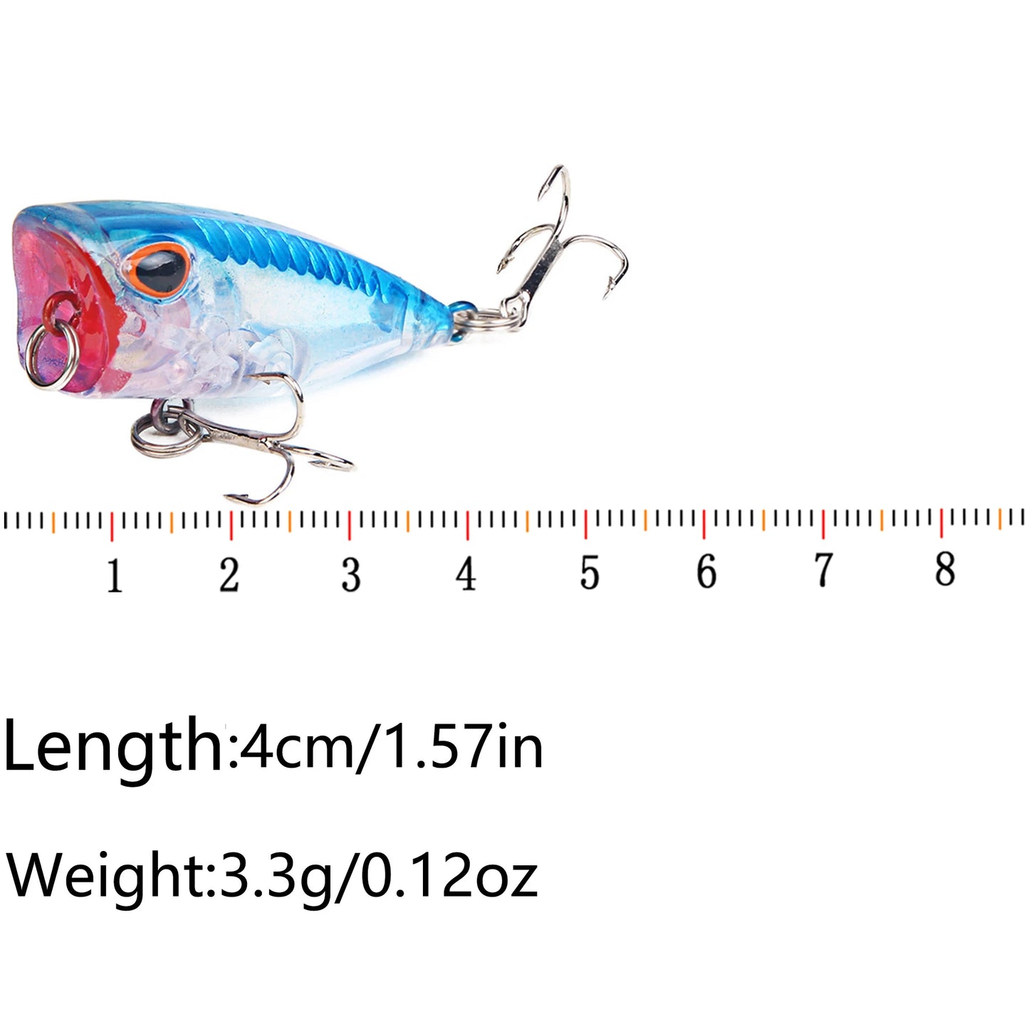 Ensemble de 7 leurres de pêche Mini Popper Crankbaits, yeux 3D, appâts durs, kit de leurres artificiels, wobblers pour la pêche à la traîne, brochet, surface de l'eau, swimbaits