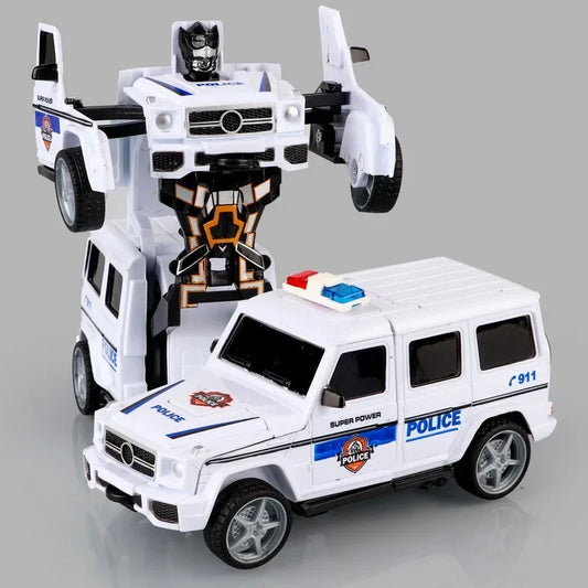 Inertial Impact Deforming Toy Car for Boys, One-Button Deforming Autobot Robot, Deforming Puzzle, Collision
