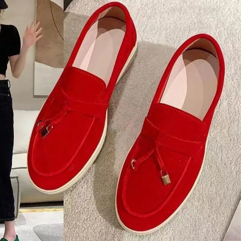 Zapatos de mujer 2025 nueva tendencia primavera otoño plataforma mocasines de ante casuales para mujer antideslizantes para caminar Chaussure Femme Scarpe Da Donna