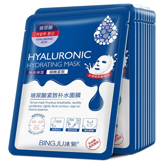 10 Pieces Hyaluronic Acid Moisturizing Facial Mask Sheet Masks for Face Moisturizing Shrinking Pores Hydrating Face Masks Skin Care