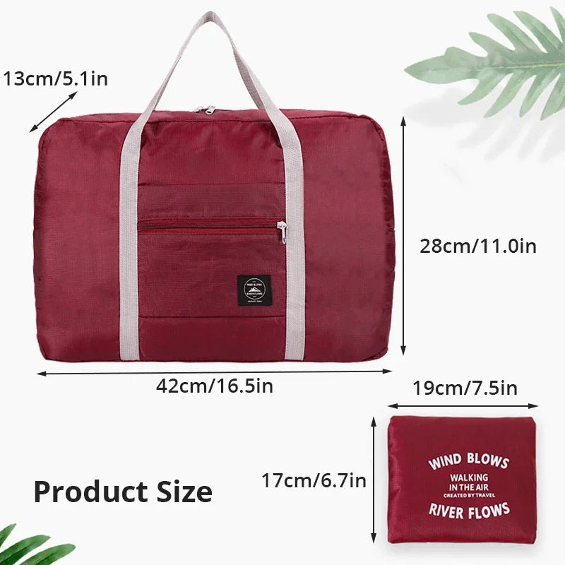 Large Foldable Travel Tote, Travel Storage Bags, Carry-on Luggage, Clothing, Handbags, Picnic, Moving