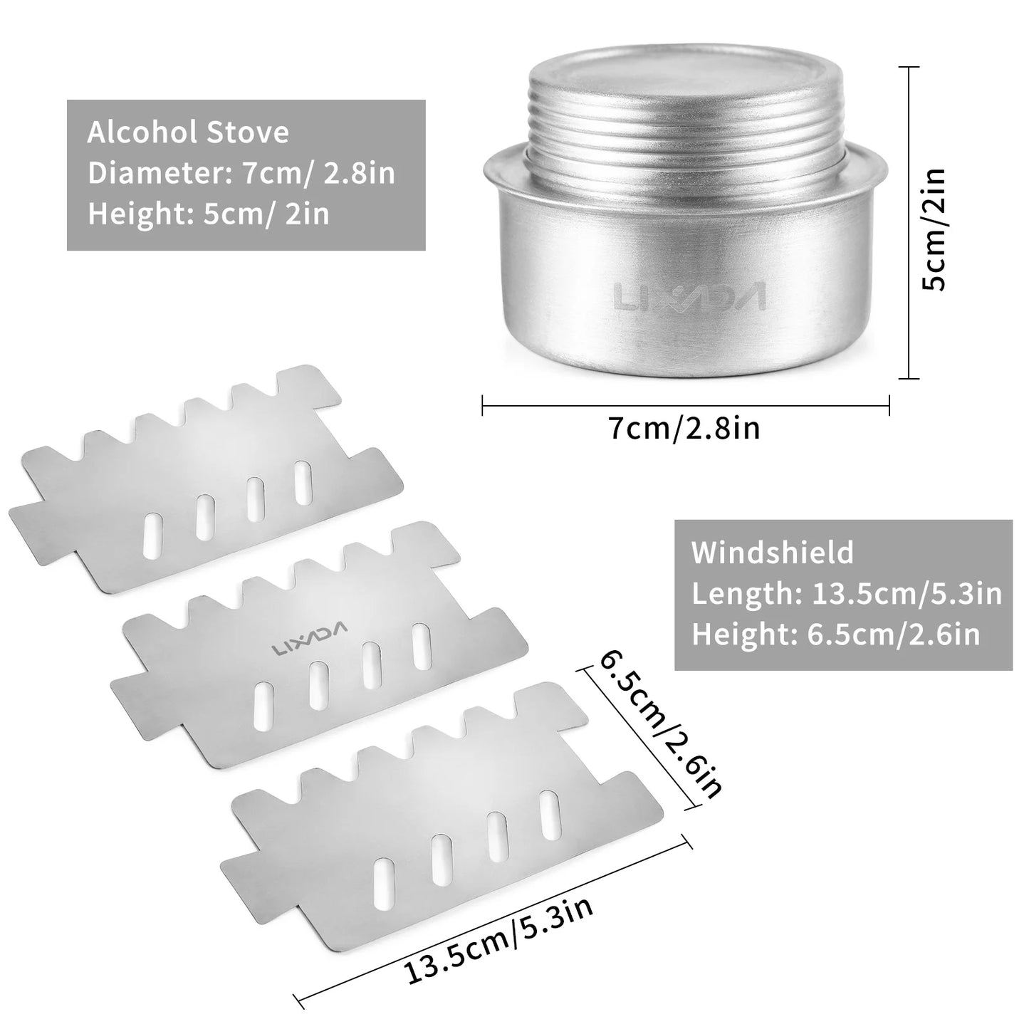 VEXADA-Mini réchaud portable en aluminium de 100ml, avec couvercle, support en croix et pare-brise, pour la survie au camp