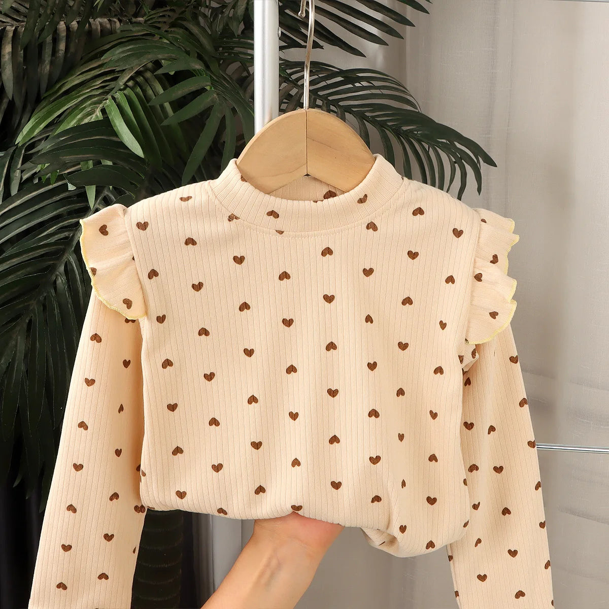 Kids Long Sleeve Undershirt, Cute Floral Polka Dot T-shirt, Soft Y-Shirt for Kids, Boys and Girls, 2-10T