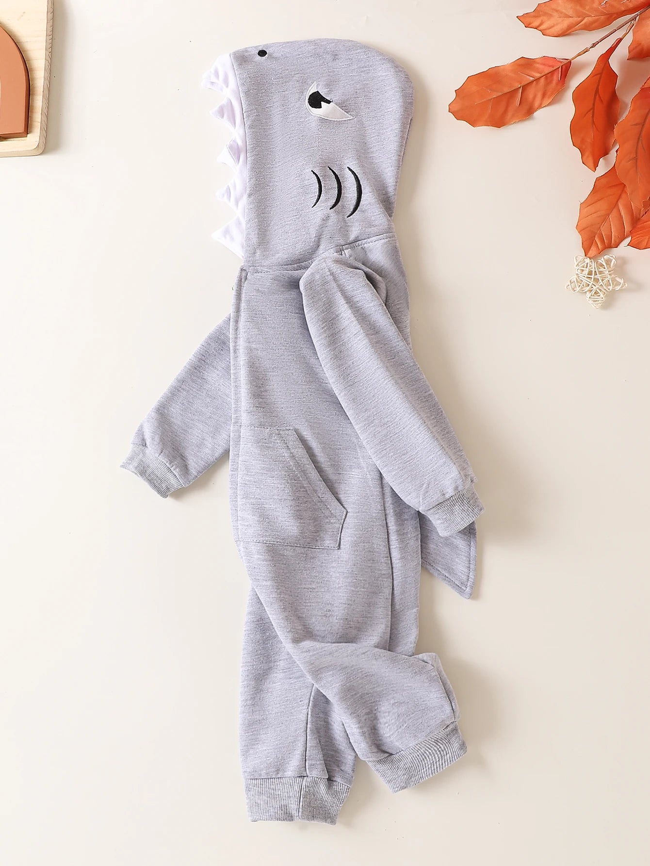 Mameluco con capucha de manga larga para recién nacido, mameluco de tiburón, ropa de bebé con diseño "dunked", para niños y niñas, de una pieza, otoño