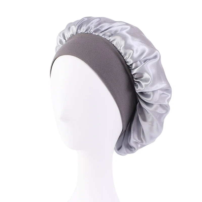 Bonnet de nuit en Satin à large bord, Bonnet soyeux, enveloppe de cheveux pour dormir, avec bande élastique souple, outil d'emballage des cheveux, nouvelle collection