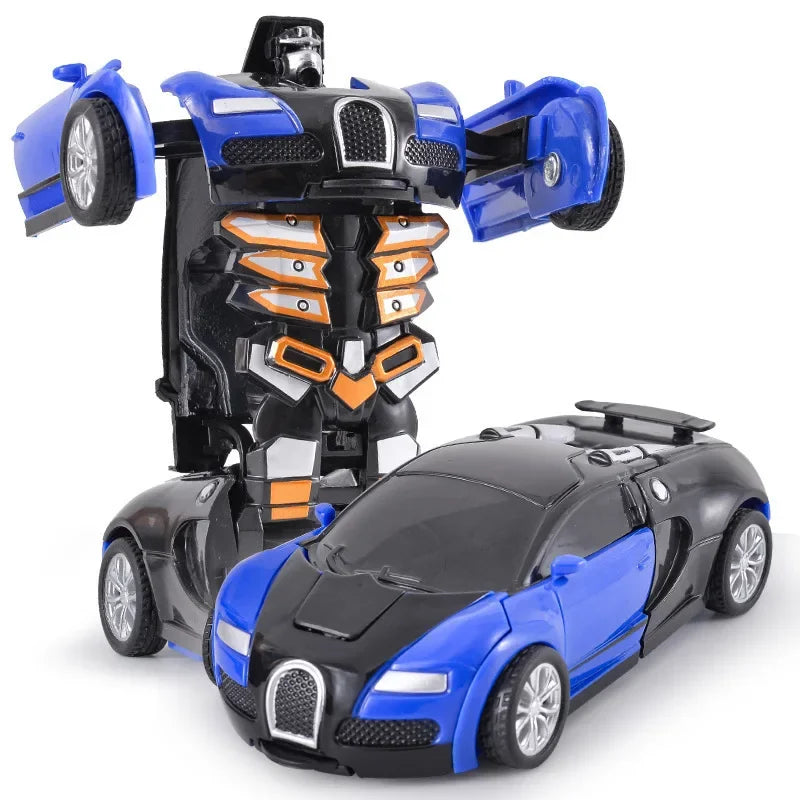 Coche de juguete de cambio de forma de impacto inercial para niños, robot Autobot de cambio de forma con un solo botón, rompecabezas de cambio de forma, colisión