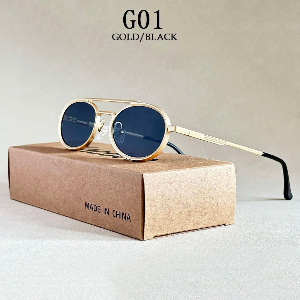 2025 Men's Sunglasses Oval Sunglasses Women's Trendy Vintage Steampunk Luxury Fashion Eyewear Gafas De Sol Hombre Lunette Soleil Femme