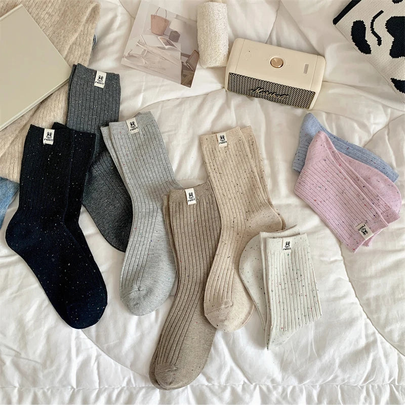 Chaussettes Carillon Respirantes Femme — Dessin Animé, Style Coréen, Décontractées, Douces