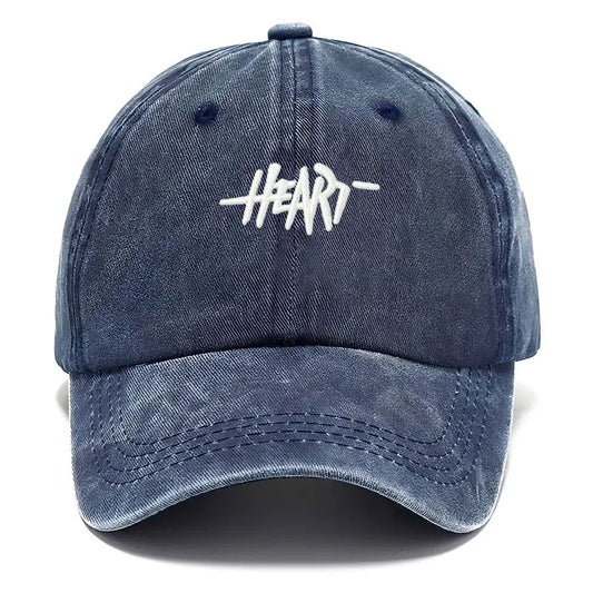 Unisex Vintage Washed Cotton Baseball Cap, Heart Embroidery, Soft Gorra Hip Hop Trucker Style, for Daily Wear and Outdoors