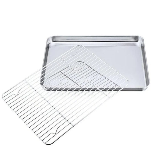 Plateau de cuisson avec support de refroidissement amovible, ensemble de plaques de cuisson en acier inoxydable, Non toxique, utilisé pour le four, plateau de barbecue, lavable au lave-vaisselle