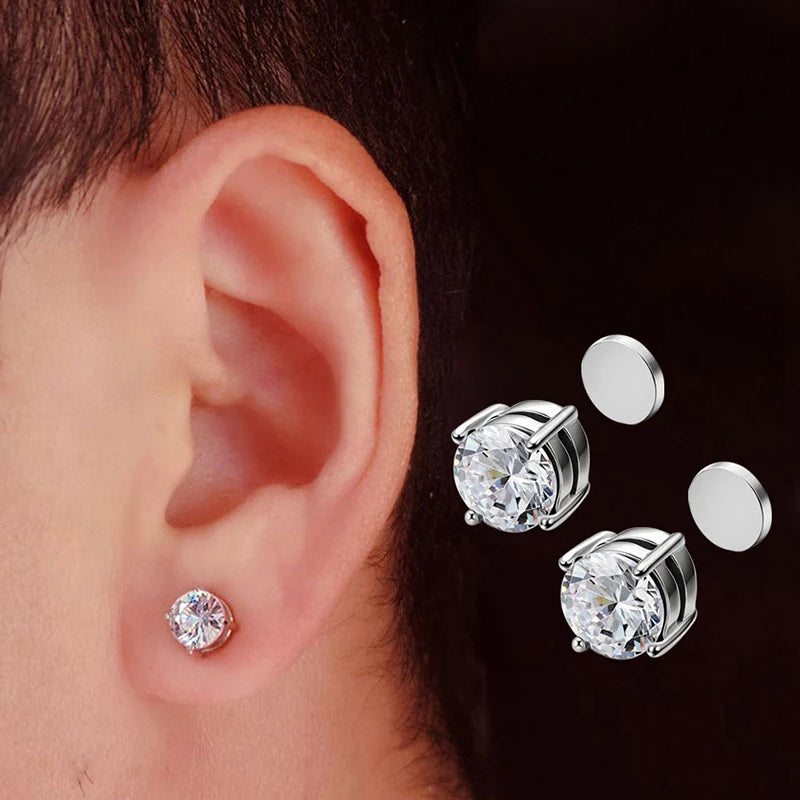 Boucles d'Oreilles à réinitialisation Magnétique en Clip pour Homme et Femme, Punk, Rond, Aimant, Bijoux Non Piercing, 1/3 Paires