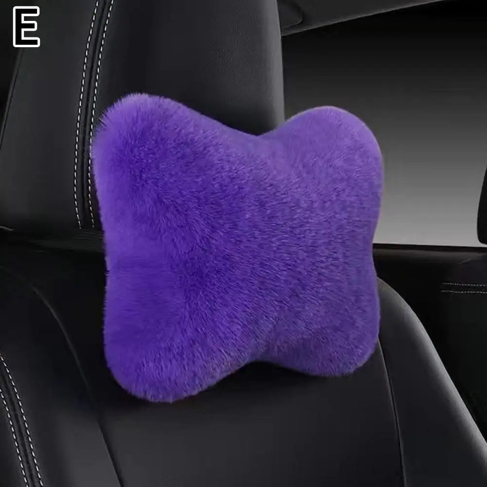 Reposacabezas de asiento de coche de felpa, 8 colores, reposacabezas de coche, cojín de felpa, cálido y cómodo, accesorios de soporte de almohada de cintura, invierno