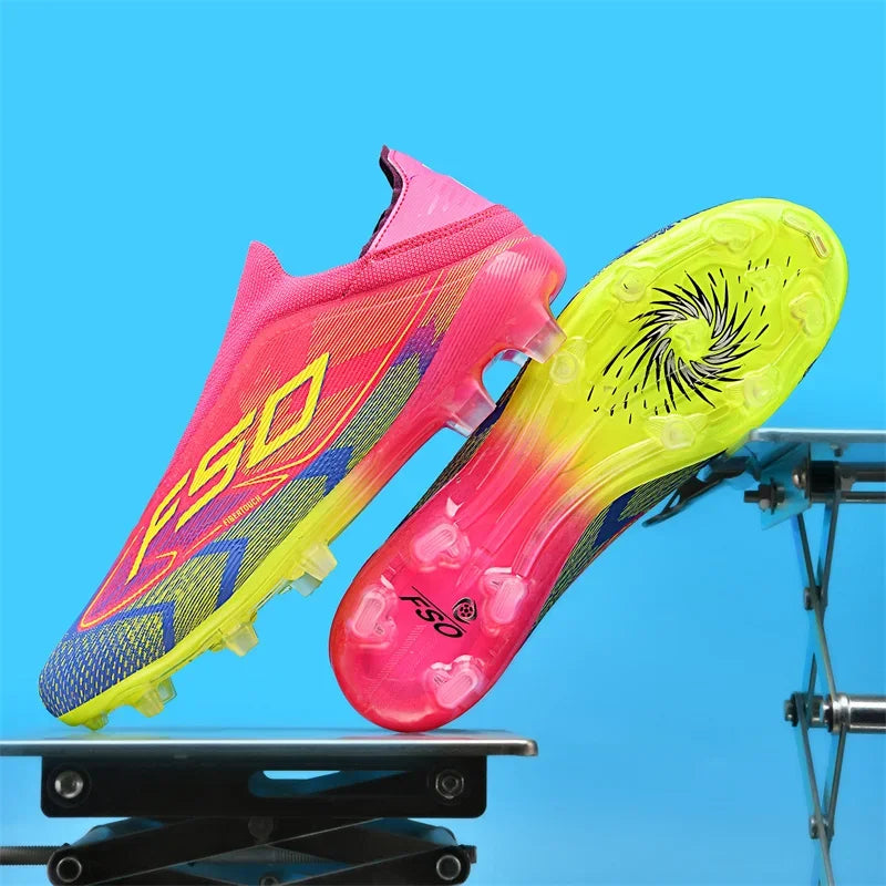 qztzx Chaussures de Football FG Homme Cuir Verni Montantes — Crampons Longs, Professionnel EU 31–48