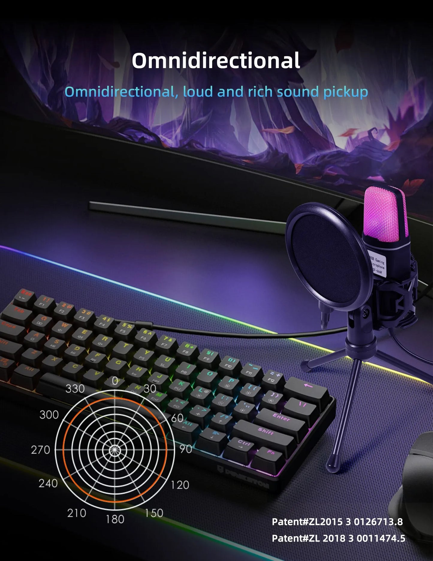 Microphone USB à condensateur pour gaming et podcast – Micro filaire pour PC, streaming et karaoké