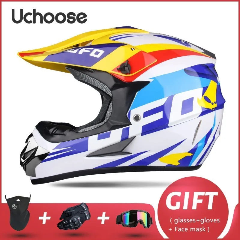 Casque de moto tout-terrain professionnel pour adultes et enfants, casque de moteur de course DOT de descente, cadeau gratuit