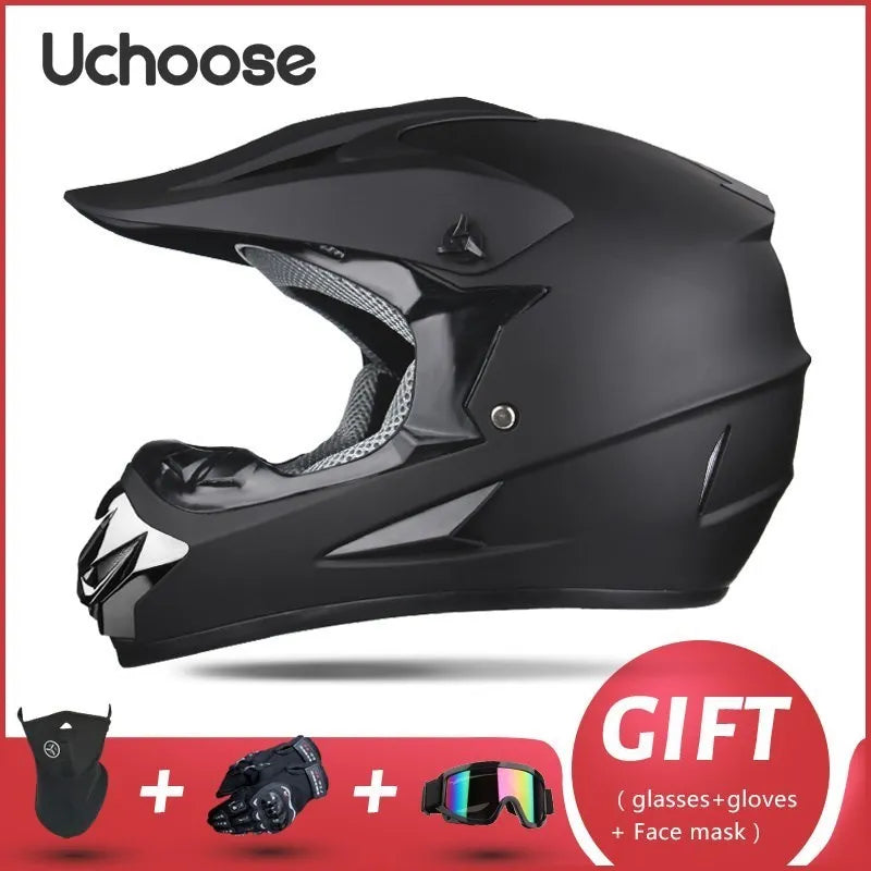 Casque de moto tout-terrain professionnel pour adultes et enfants, casque de moteur de course DOT de descente, cadeau gratuit