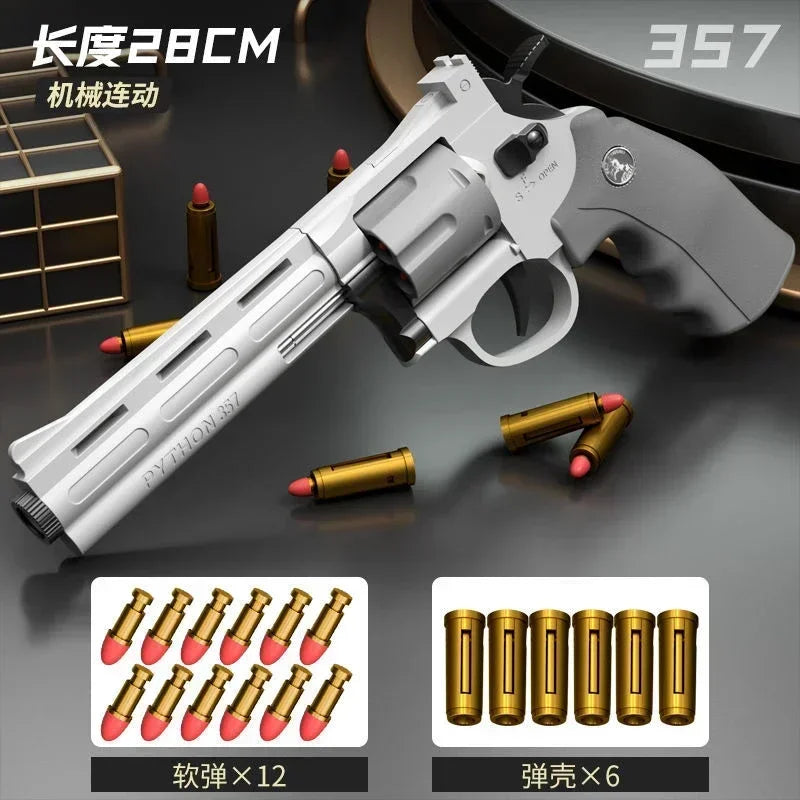 Lanceur revolver jouet à tir continu — fléchettes souples, enfants et adultes, jeu en plein air