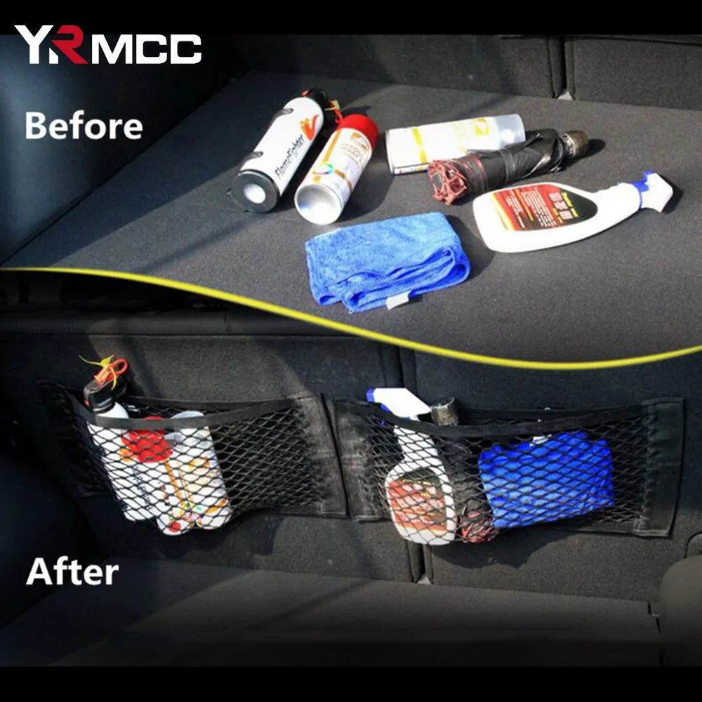 Car rear trunk storage bag, mesh net, car back seat storage bag, universal car storage pocket, elastic string net