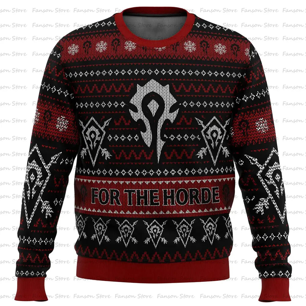 Sudadera con capucha de dibujos animados de World of Warcraft para hombres y mujeres, sudadera de anime, sudadera para parejas, horda, Navidad