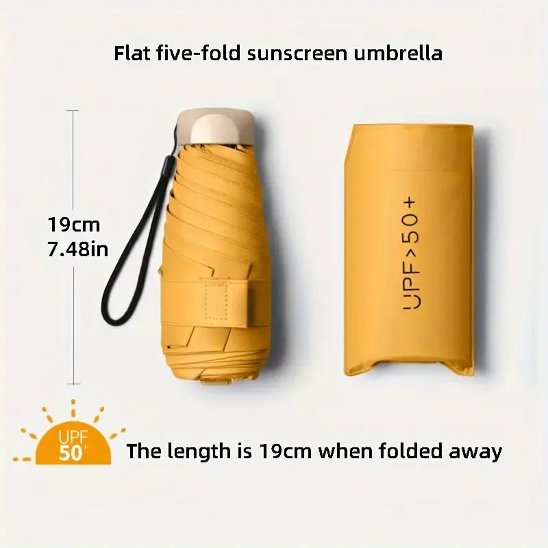 Paraguas de protección UV ultraligero – Diseño compacto y plegable con mango de acero inoxidable para sol y lluvia, toldo duradero de 190T