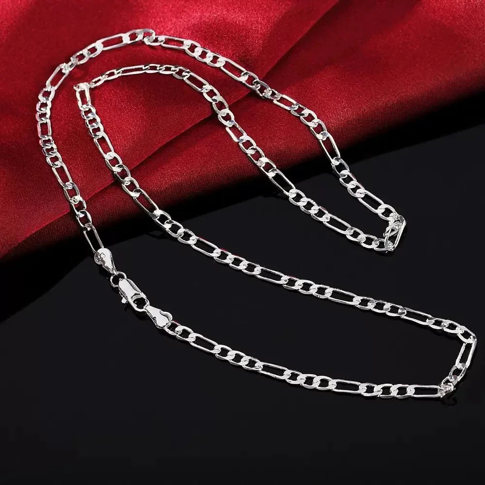 Fine Noble nouvelle arrivée 925 argent 4MM chaîne pour hommes femmes Bracelet collier ensemble de bijoux dame cadeaux de noël breloques de mariage