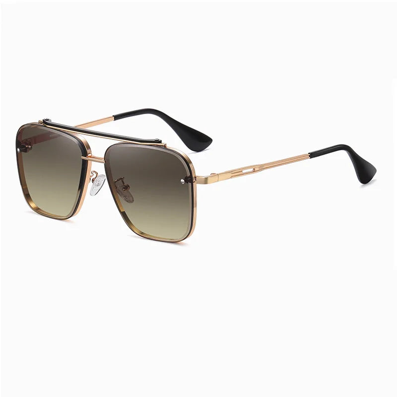 Nuevas gafas de sol degradadas para hombre, moda, metal, montura grande, gafas de sol, marca de lujo, Lunette De Soleil Homme