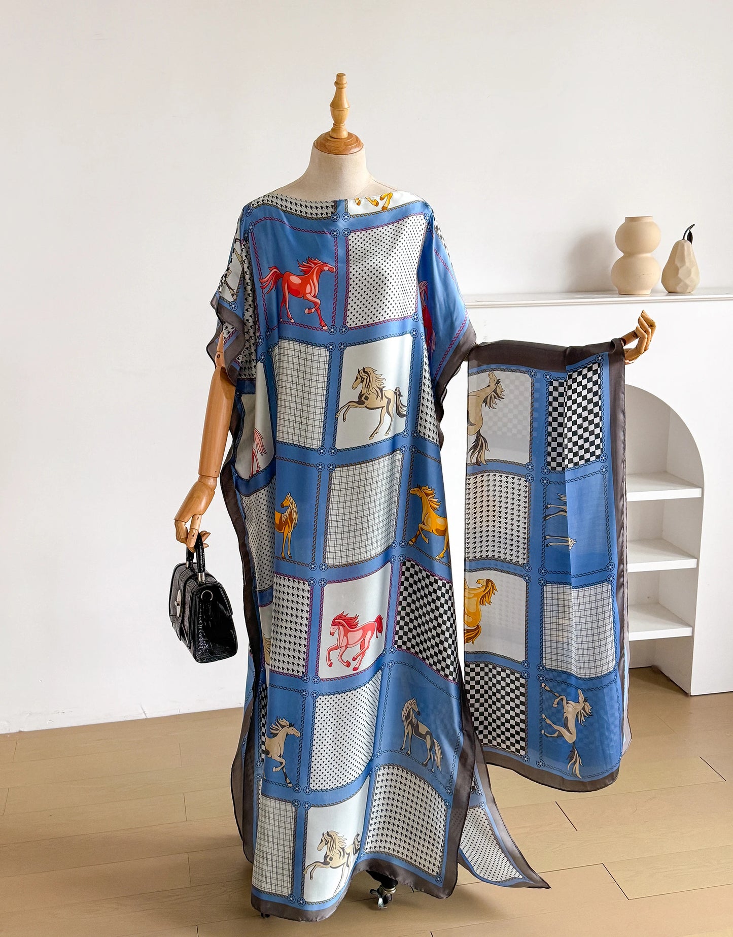 Robe Kaftan Élégante en Soie Imprimée pour Femme Musulmane, Nouvelle Mode Africaine Longue Abaya Koweïtienne Oversize pour l'Été 2026