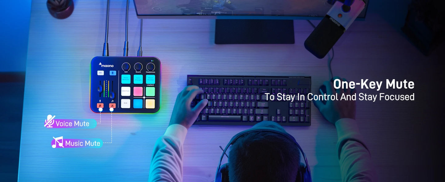 Interface Audio Gaming XLR — Effets Sonores & LED RGB Podcast & Streaming