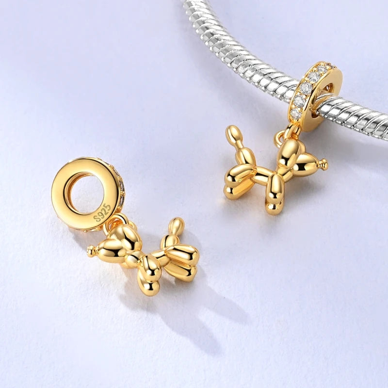 Abalorios de plata de ley 925 con huellas de perro, gato, corazón, animales, abalorios que se ajustan a pulseras, collares, colgantes, joyas para mujer, para hacer tú mismo