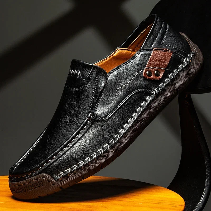 Mocasines de Cuero para Hombre, Zapatos de Conducción Italianos, Transpirables, Hechos a Mano, Casuales