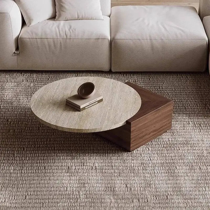 Table basse ronde Wabi Sabi — design unique, moderne, salon, meubles maison