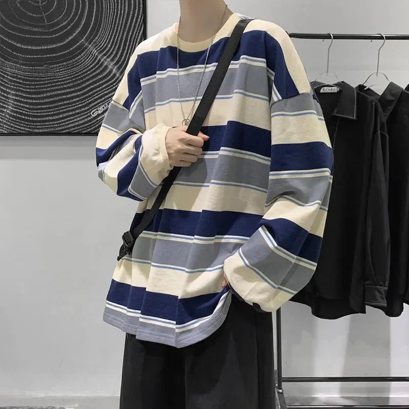 T-shirts pour femmes, vêtements féminins, sweat-shirt Y2K, mode quatre saisons 2026, tee-shirt à manches longues ample, t-shirt graphique rayé pour couple