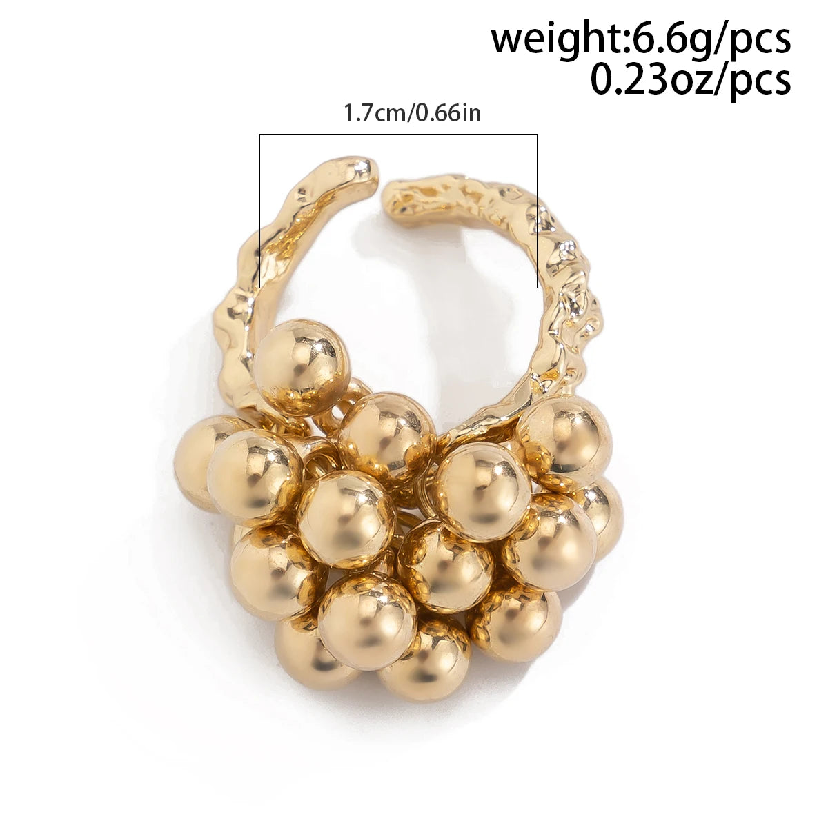 Salircon 2026 – Anillo abierto de metal de estilo punk hip-hop con pequeña bola CCB para mujer y hombre, joya de moda, regalo