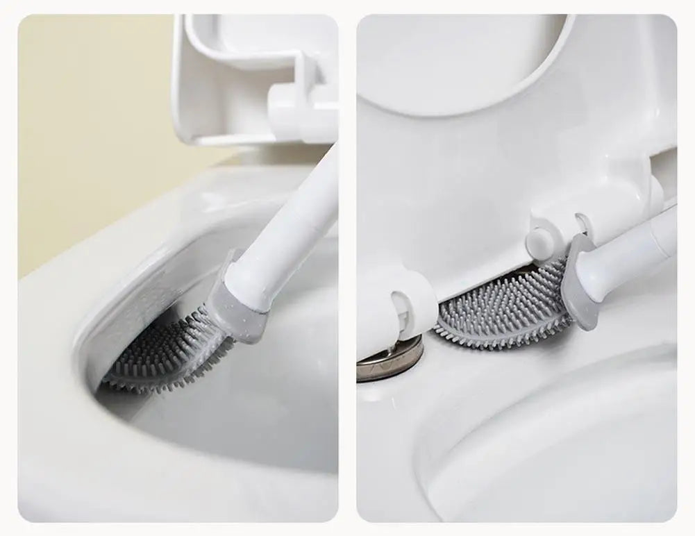 Nettoyeur de brosse de toilette suspendu en Silicone, avec manche Long, nettoyeur Flexible, brosse de salle de bain, support à séchage rapide, accessoires de salle de bains