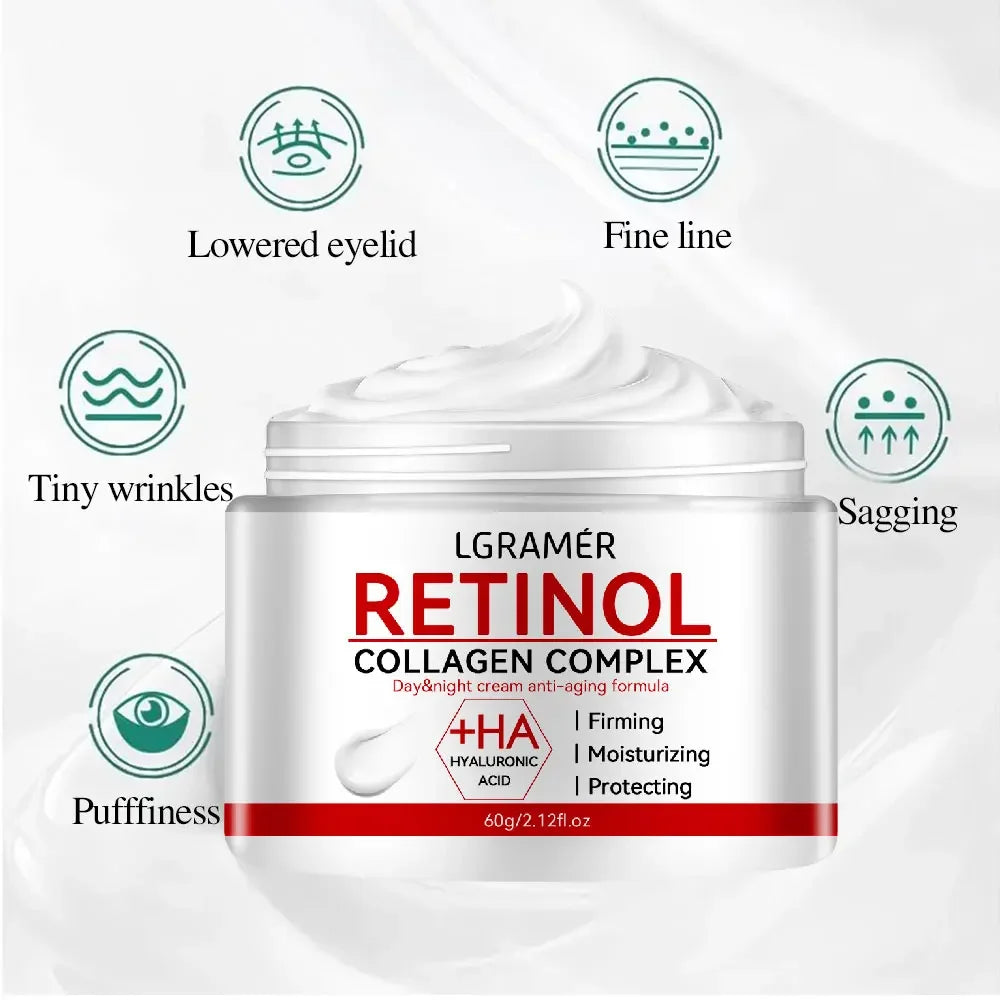 Retinol Lifting Firming Cream for Face, Collagen Product for Smoothing Wrinkles, Moisturizing, Whitening, Brightening for Skin