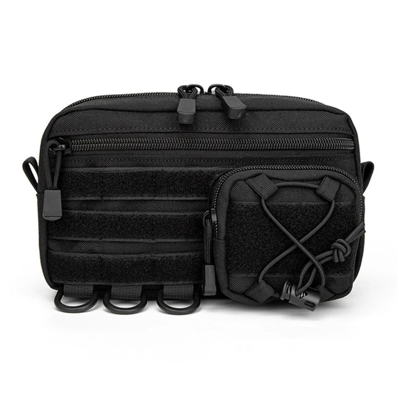 Pochette d'administration horizontale tactique Molle avec poche avant à cordon, pochette modulaire EMT, sac de rangement utilitaire EDC, sac de taille d'extérieur