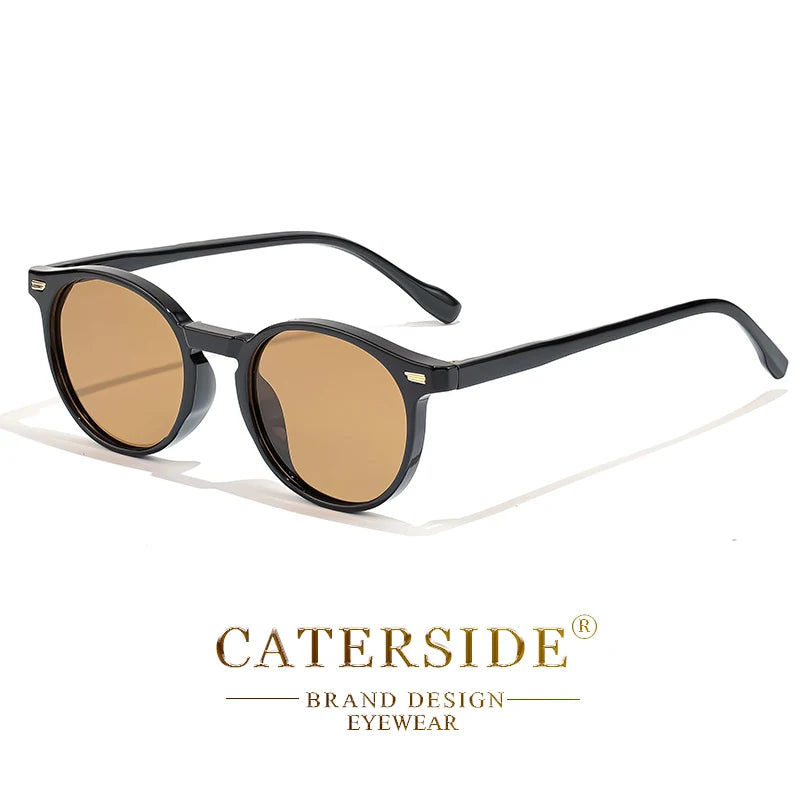 CATERSIDE Polarized Retro Round Sunglasses for Men and Women, TR90 / Acetate, Vintage Style, for Driving and Travel