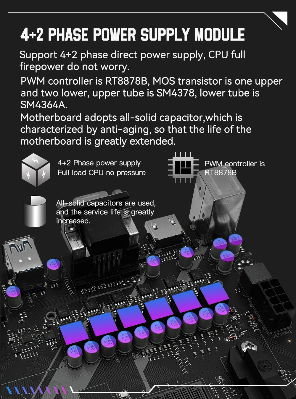 La carte mère MACHINIST B450M-AM4-K ADM prend en charge la série AM4 (processeur Ryzen 1-5) RAM DDR4 double NVME M.2 avec interface HDMI VGA DP