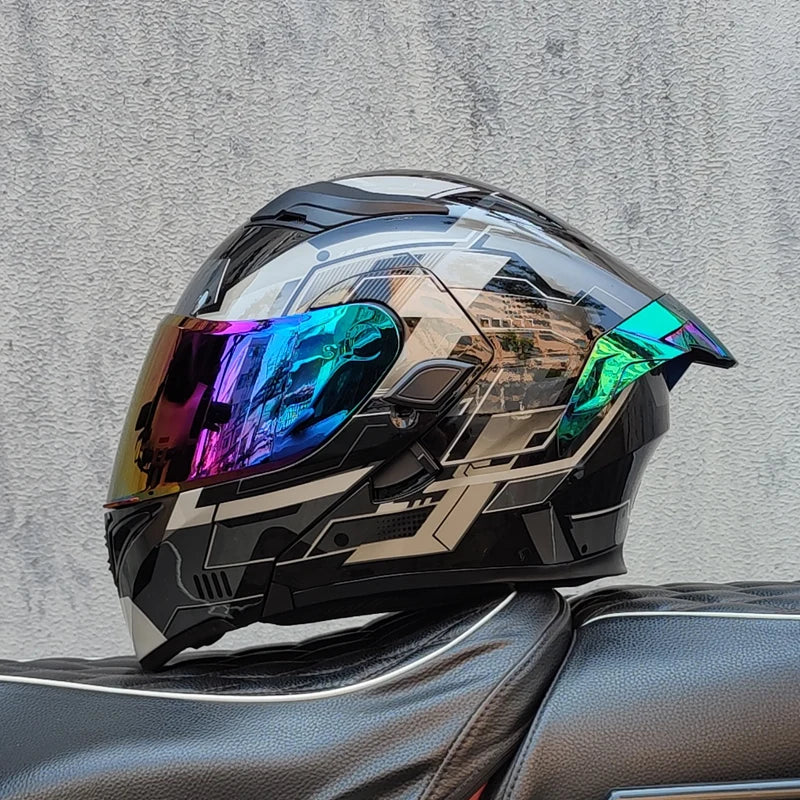 Cascos de moto ORZ doble visera, casco modular abatible aprobado por DOT, casco integral de motocicleta de carreras, casco de motocross DOT