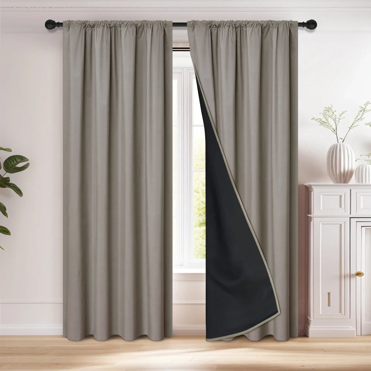 Rideau occultant 100% avec poche pour tringle, rideaux pour salon, chambre à coucher, cuisine, rideau de fenêtre, rideaux dans le salon, 1 pièce